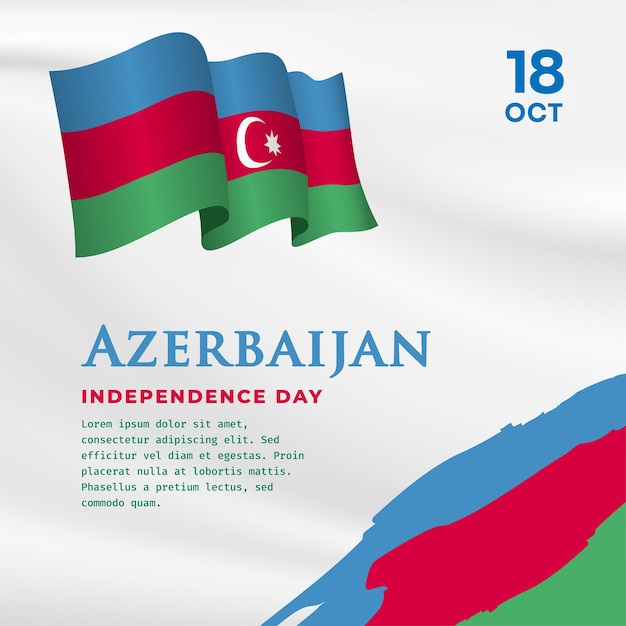 Vettore illustrazione del banner quadrato della celebrazione del giorno dell'indipendenza dell'azerbaigian bandiera sventolante e mani serrate illustrazione vettoriale