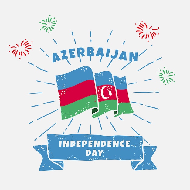 Square Banner illustration of Azerbaijan independence day celebration Waving flag and hands clenched Vector illustration