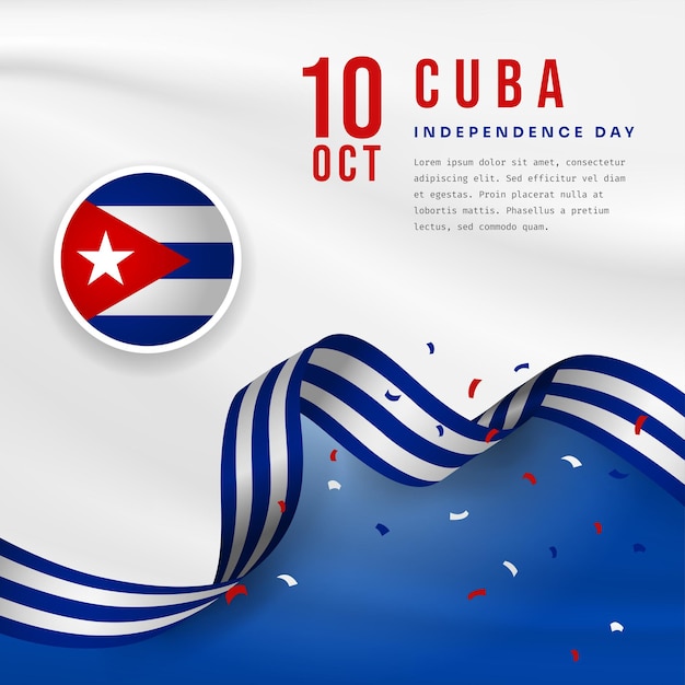 Vettore illustrazione di banner quadrato della celebrazione del giorno dell'indipendenza di cuba con spazio di testo illustrazione vettoriale