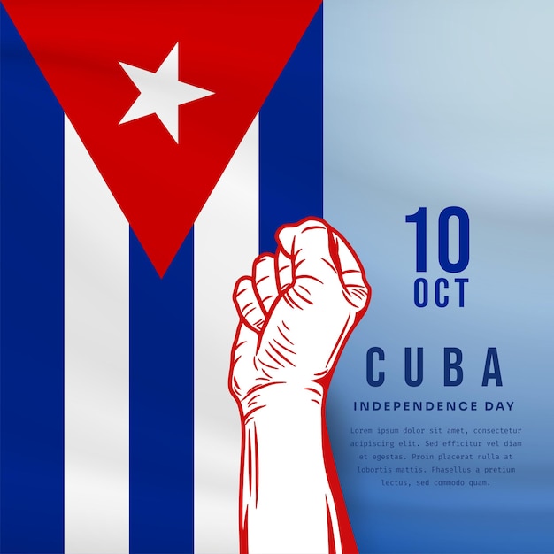 テキストスペースベクトルイラストを使用したキューバ独立記念日のお祝いのスクエアバナーイラスト