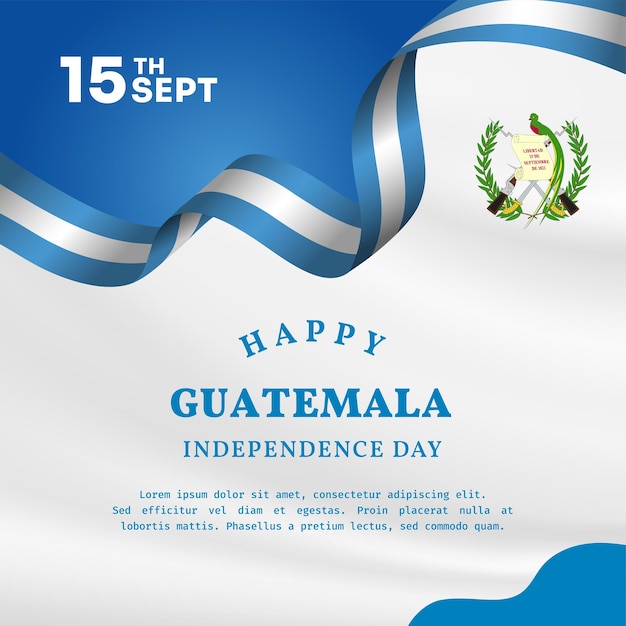 Square Banner illustration of Guatemala independence day celebration Waving flag and hands clenched Vector illustration