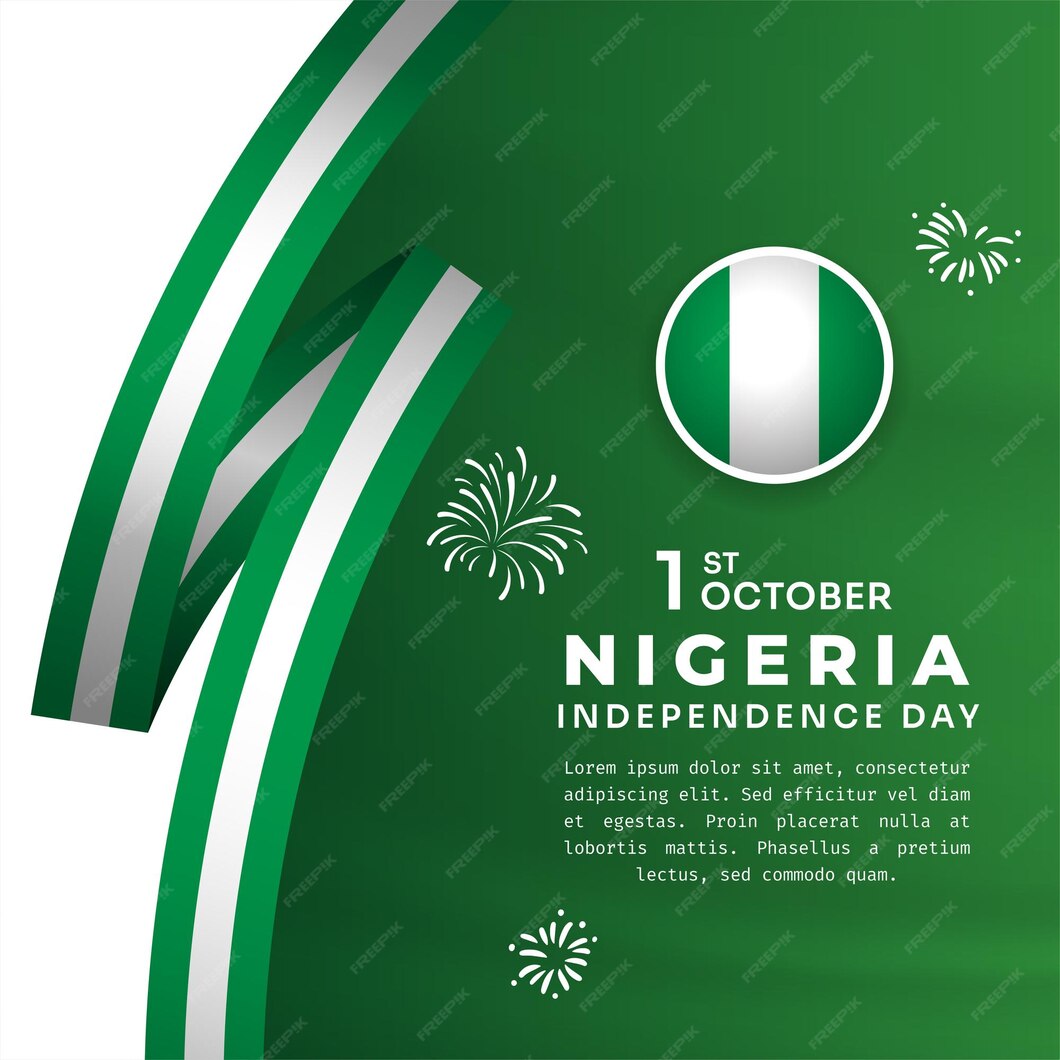 Premium Vector Square banner illustration of nigeria independence day celebration waving flag