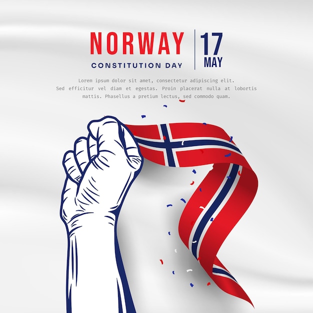 テキスト スペース ベクトル図とノルウェー独立記念日のお祝いの正方形のバナー イラスト