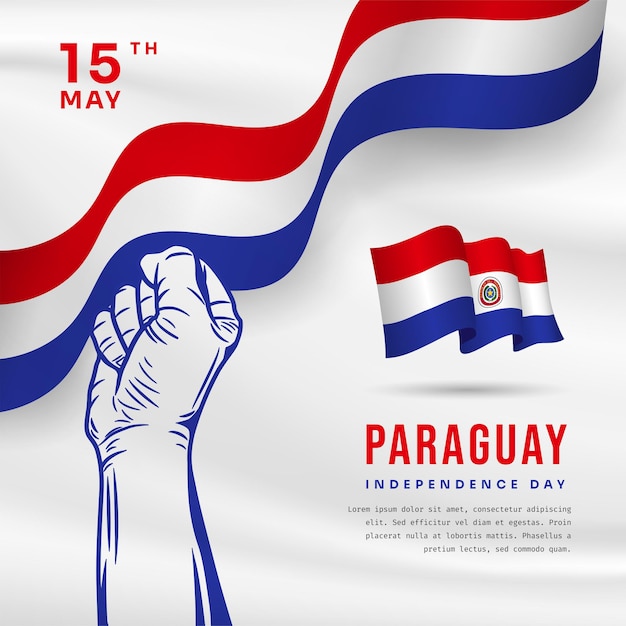 テキスト領域のベクトル図とパラグアイ独立記念日のお祝いの正方形のバナー イラスト
