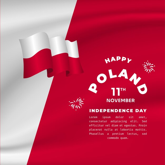 Premium Vector Square banner illustration of poland independence day