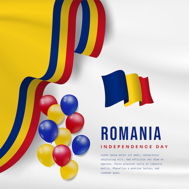 Square Banner illustration of Romania independence day celebration with text space Vector illustration