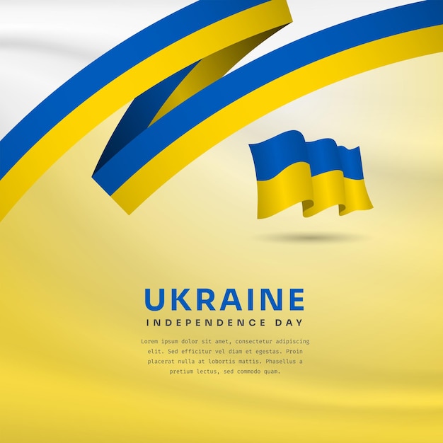 Square banner illustration of ukraine independence day celebration with text space vector illustration