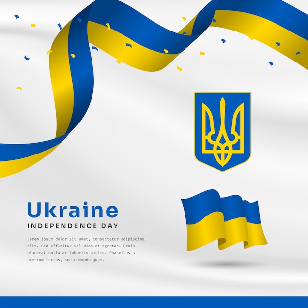 Banner quadrato illustrazione della celebrazione del giorno dell'indipendenza dell'ucraina con lo spazio del testo illustrazione vettoriale