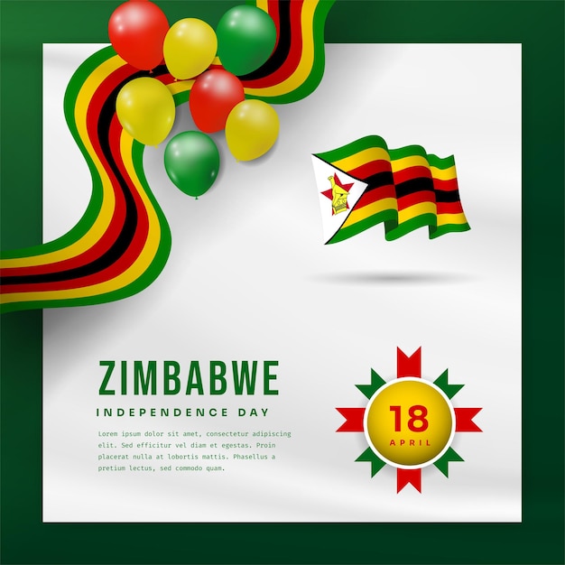 Square Banner illustration of Zimbabwe independence day celebration with text space Vector illustration