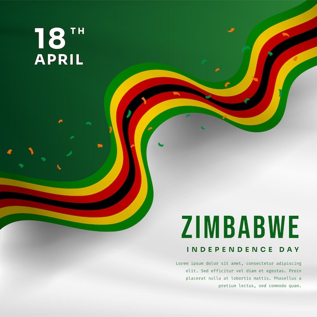 Vettore banner quadrato illustrazione della celebrazione del giorno dell'indipendenza dello zimbabwe con lo spazio del testo illustrazione vettoriale