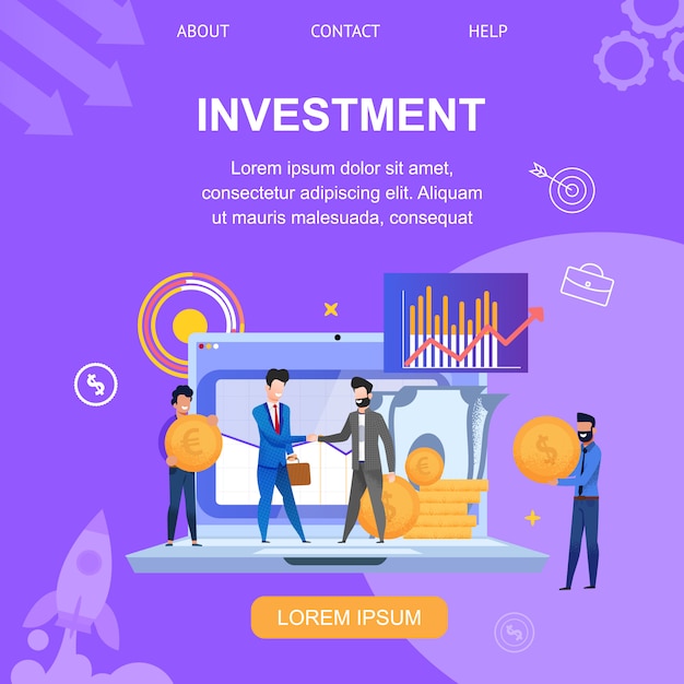 Pagina di destinazione di investimento banner quadrato