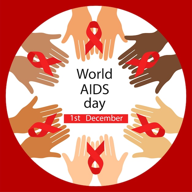 Square banner for post about world  AIDS day, 1 December. Vector illustration