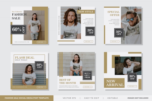 Square banner template or flyer for fashion stores