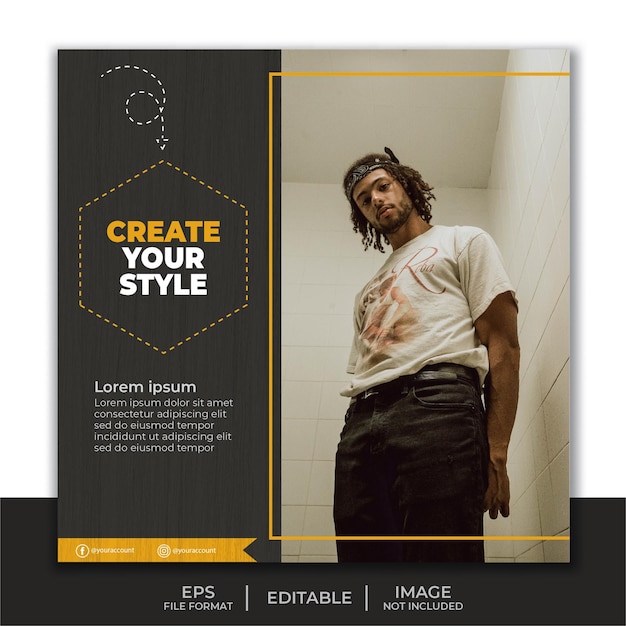 Square banner template for social media post, men fashion model simple elegant style