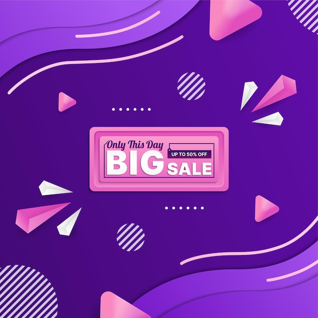 Square big sale discount banner template design