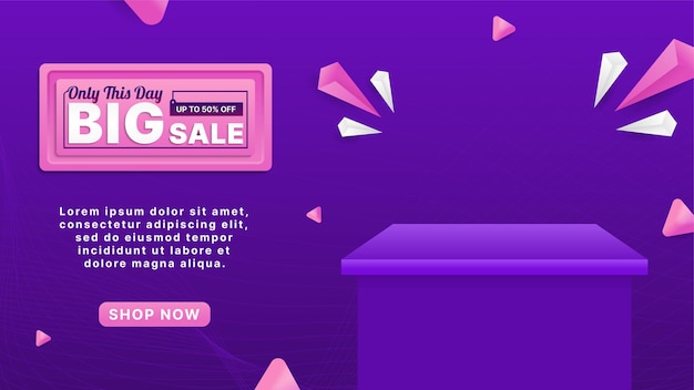 Vector square big sale offer banner design template with realistic display