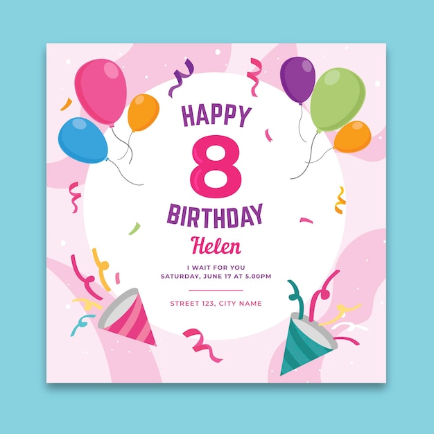 Vector square birthday flyer template