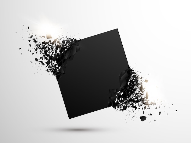 Square Black Particles With Explosive Effect.