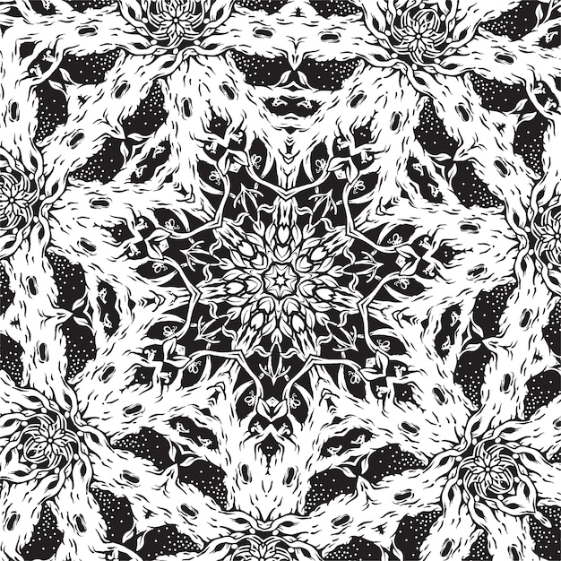 나무가있는 사각 흑백 패턴