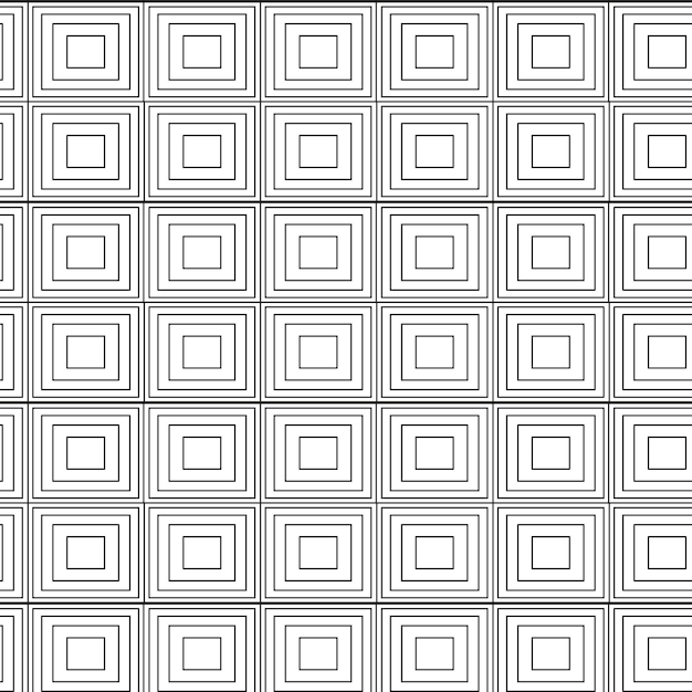 Square black and white simple outline vector pattern design