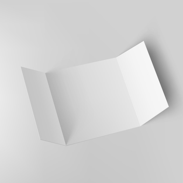 Vettore brochure o opuscolo aperto a tre pieghe quadrate in bianco