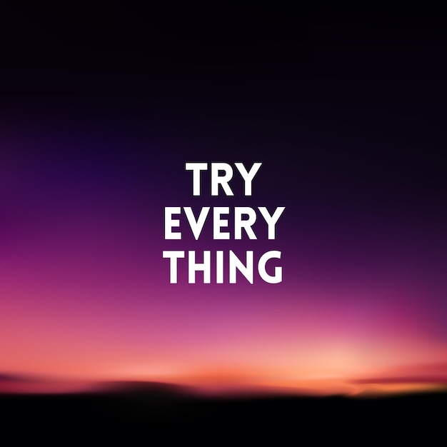 Square blurred background sunset colors With motivating quote