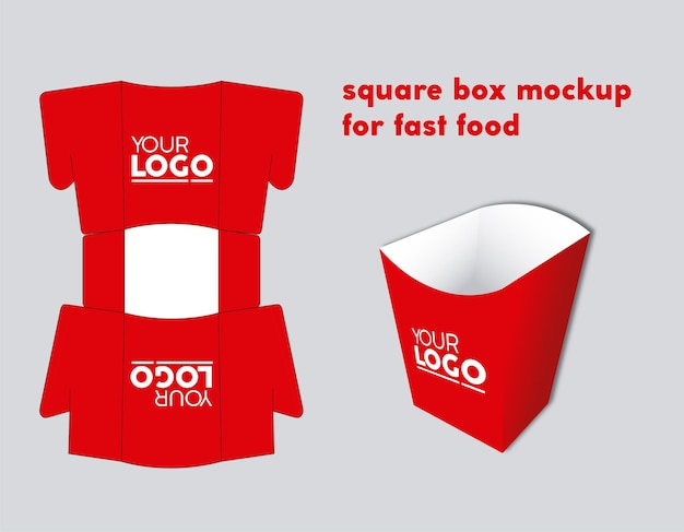 square box mockup for fast food