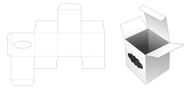 ヴィンテージウィンドウダイカットテンプレートと正方形のボックス