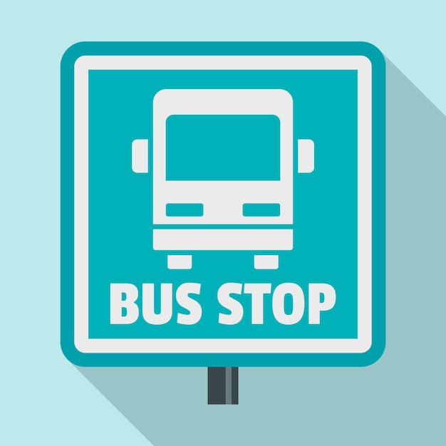 Vector square bus stop sign icon flat illustration of square bus stop sign vector icon for web design