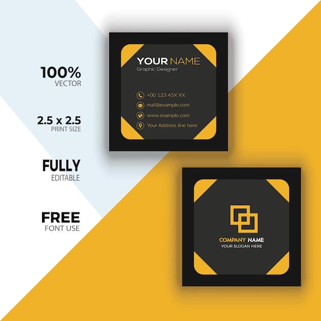 Vector square business card