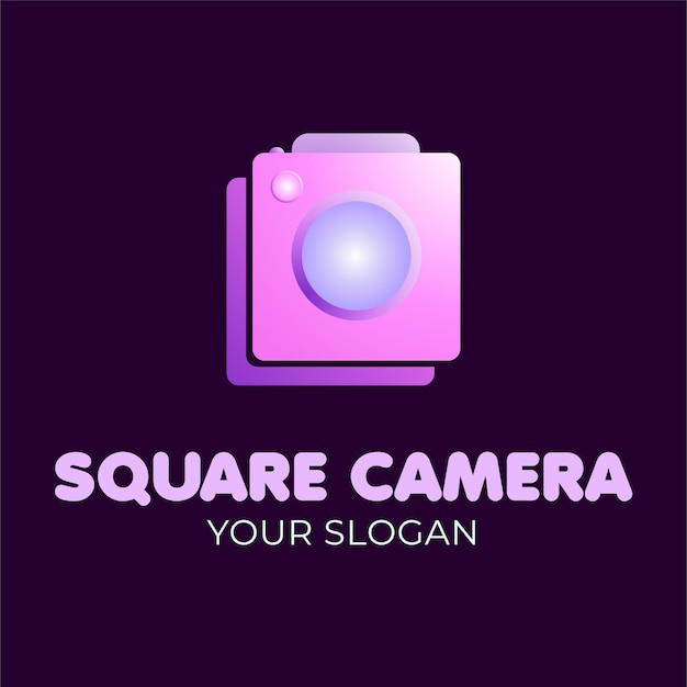 Modello di logo della fotocamera quadrata