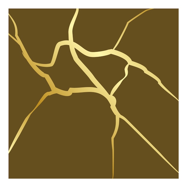 日本の黄金の亀裂効果テクスチャ ベクトル図の正方形のカード