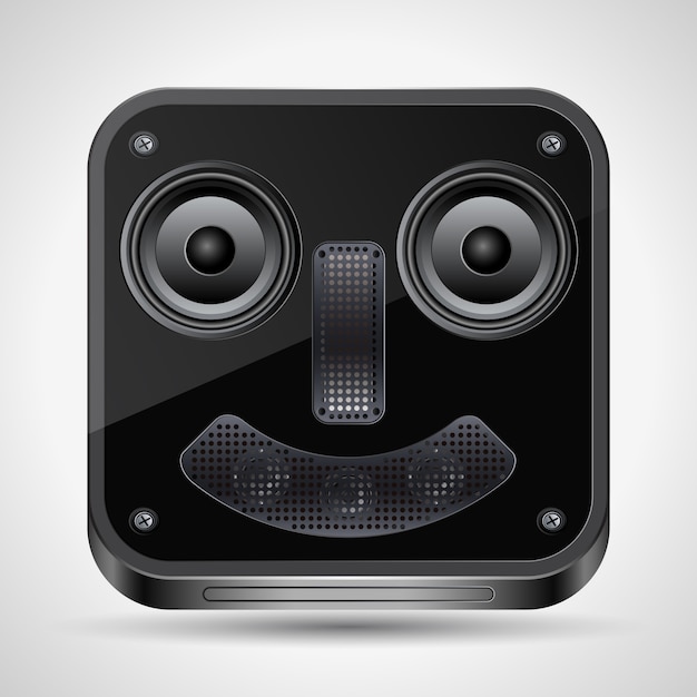 Square cartoon loudspeaker vector icon