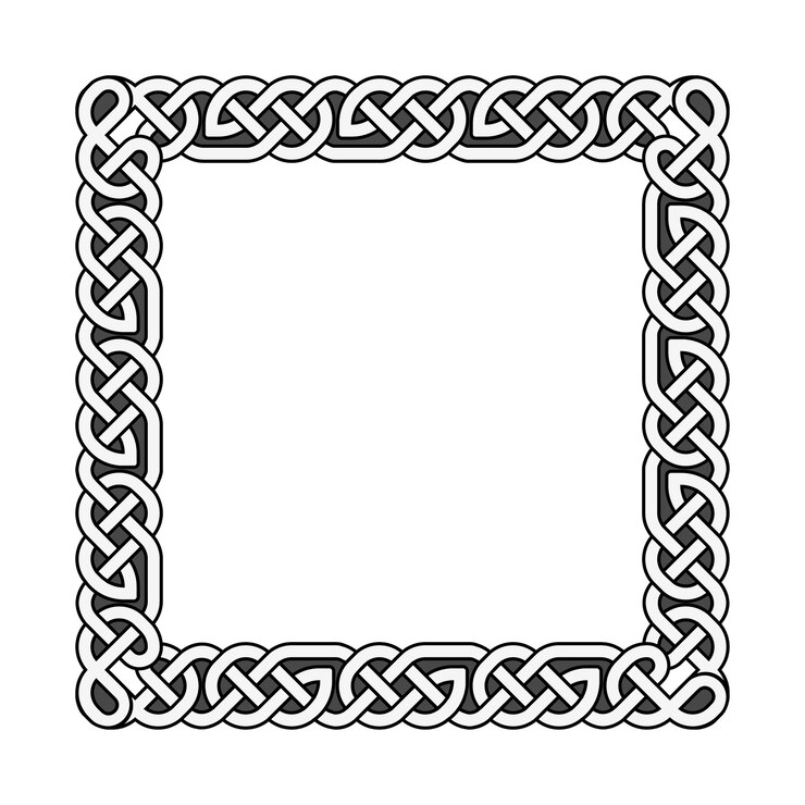 Vector square celtic knots vector medieval frame in black and white