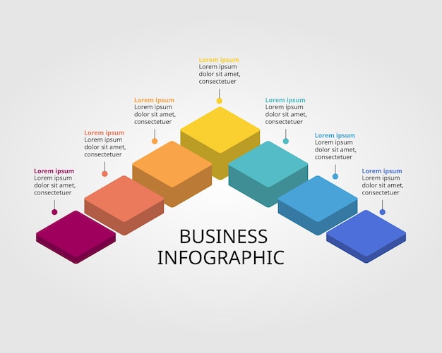 square chart level template for infographic for presentation for 7 element