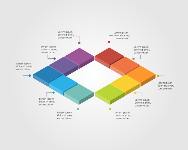 square chart template for infographic for presentation for 10 element