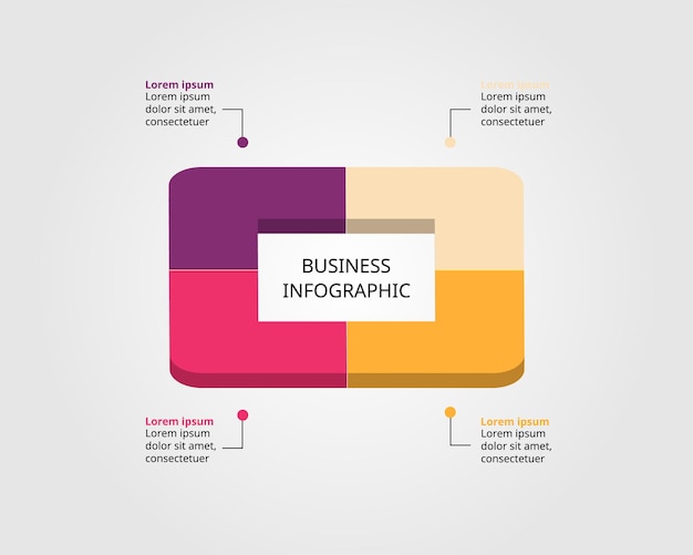 square chart template for infographic for presentation for 4 element