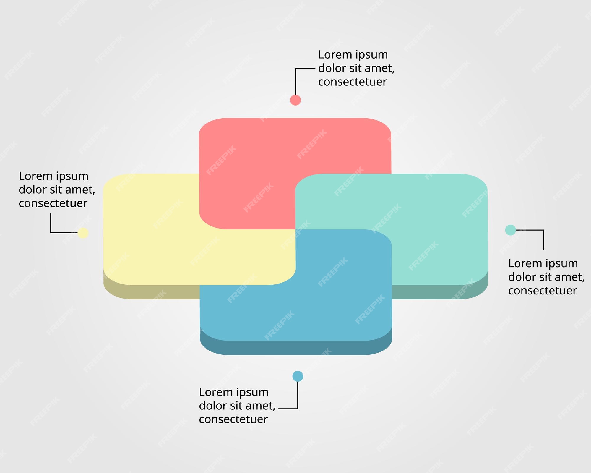 Editable Infographic Template Of Diagram With Four Square Blocks, Icons,  Titles And Sample Text, Multicolored Version Royalty Free SVG, Cliparts,  Vectors, and Stock Illustration. Image 52824068.