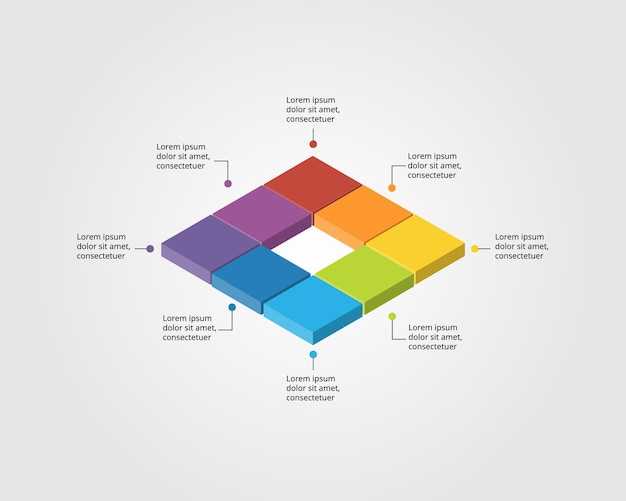 square chart template for infographic for presentation for 8 element