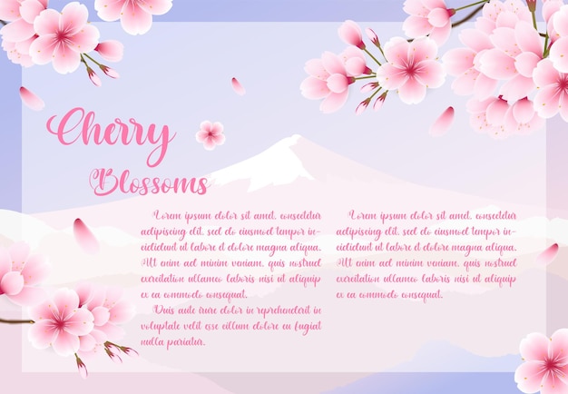 ベクトル 四角い桜の花のテンプレート グリーティングカードの背景
