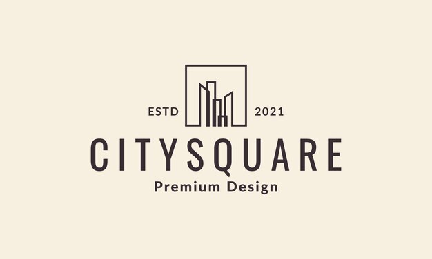 Square city building lines simple logo vector symbol icon design graphic illustration