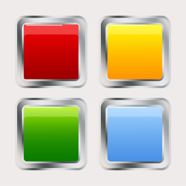 Vector square colored threedimensional buttons volumetric square buttons vector illustration