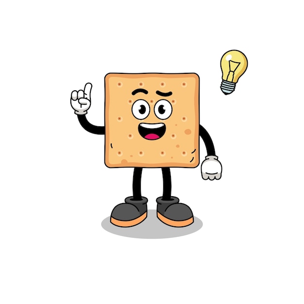 Square cracker cartoon with get an idea pose