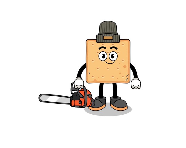 Square cracker illustratie cartoon als houthakker