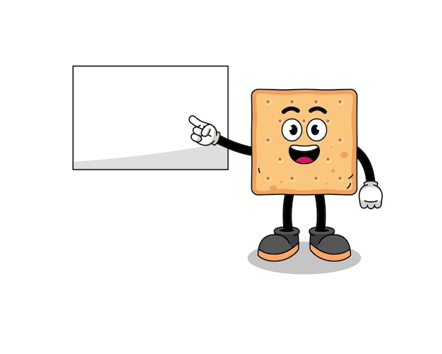 Square cracker illustration doing a presentation