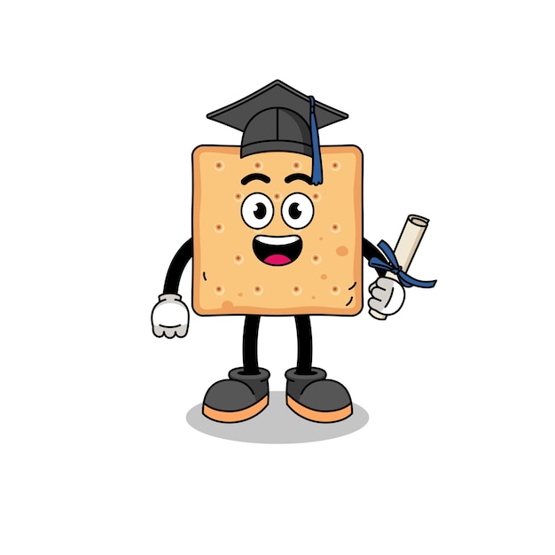 Square cracker mascot with graduation pose