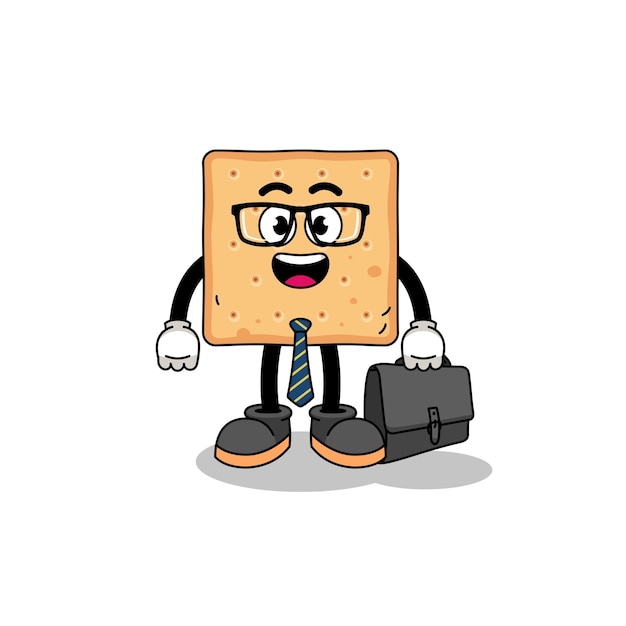 Square cracker-mascotte als zakenman