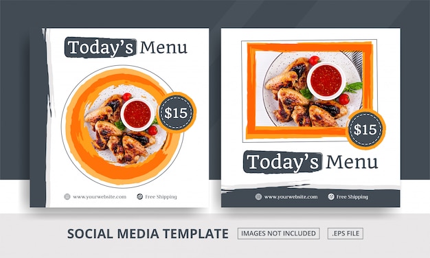 Vettore banner culinario quadrato per i contenuti dei menu a tema dei post sui social media