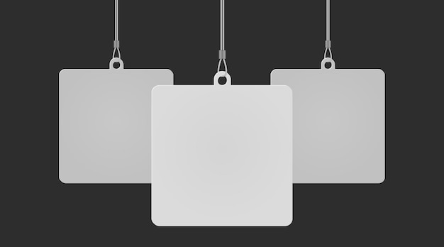 Square dangler hanging from ceiling realistic mockup set