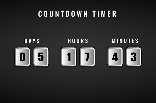 Vector square days hours and minutes time remaining countdown timer